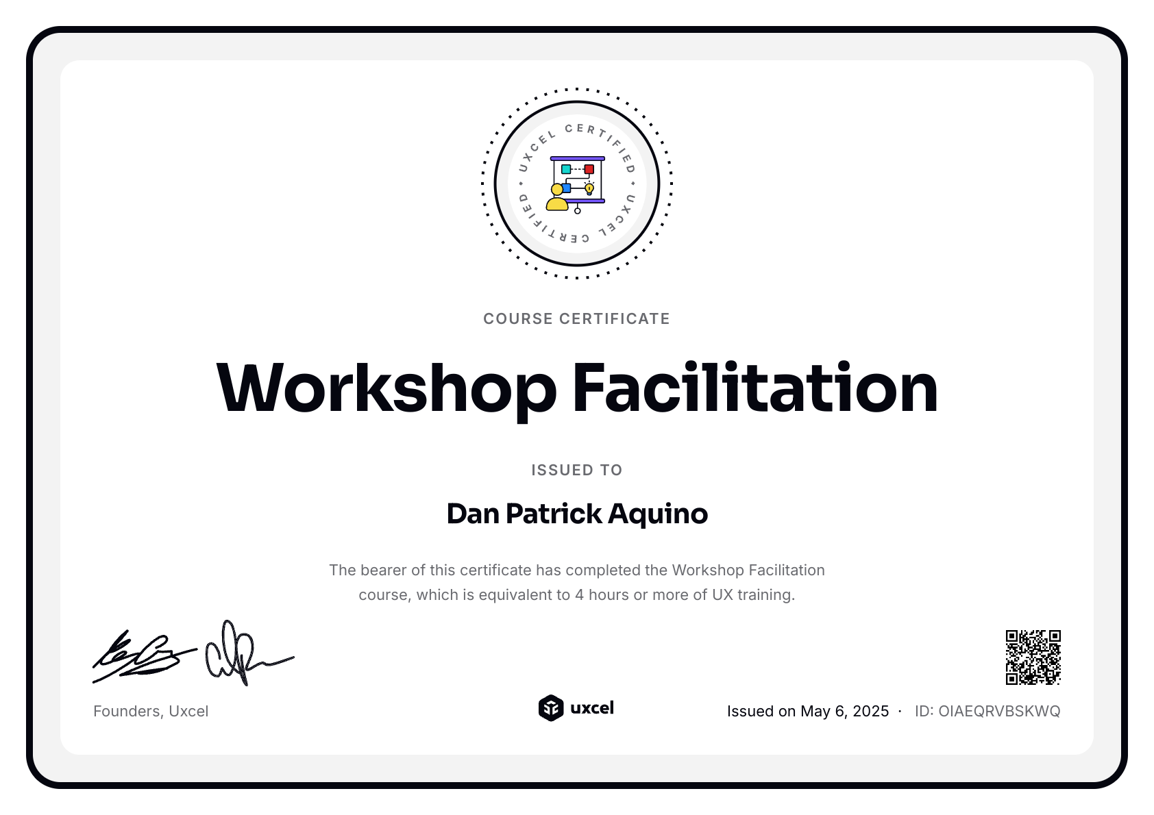 Dan Patrick Aquino's certificate